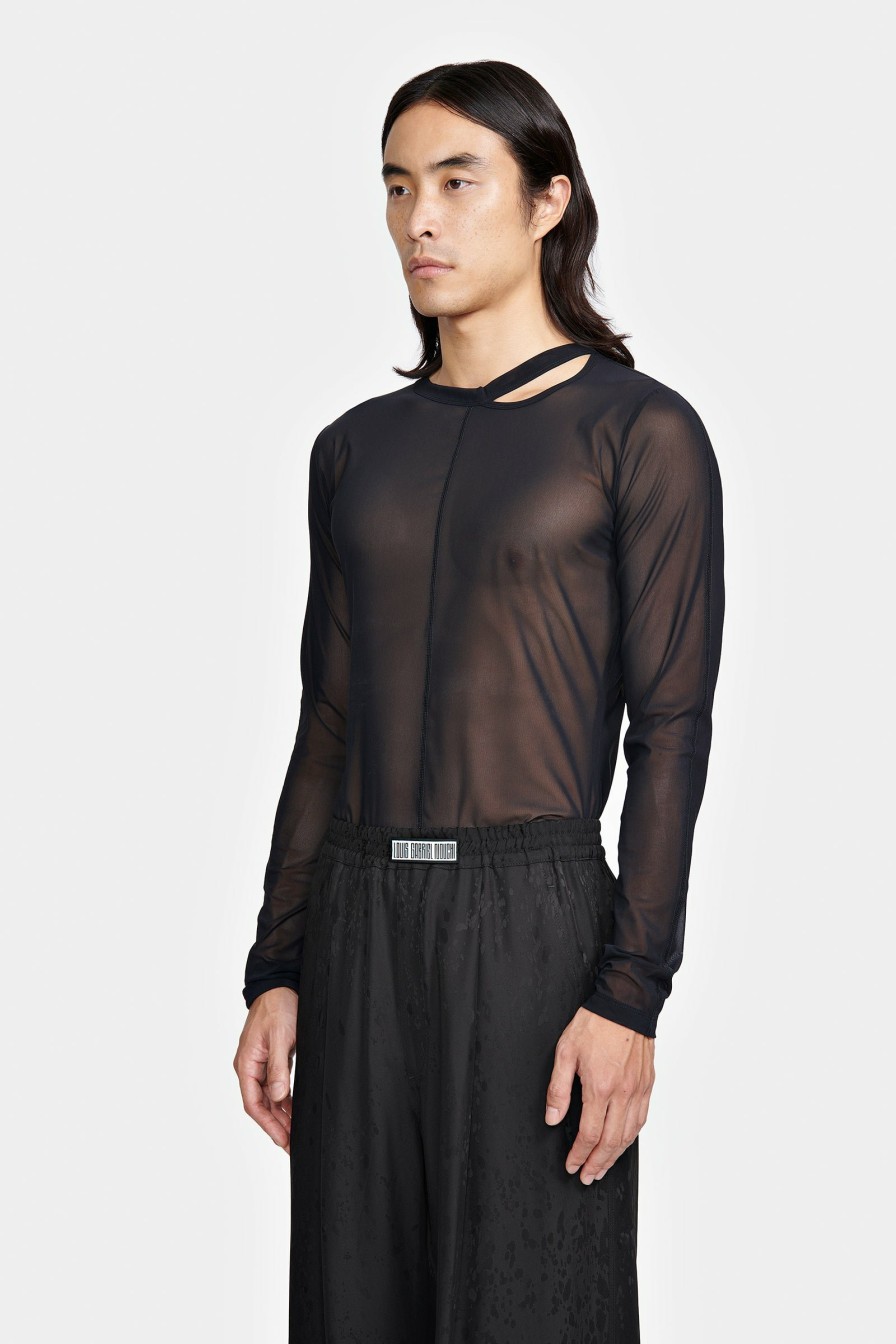 READY TO WEAR Louis Gabriel Nouchi | Long Sleeve T-Shirt With Asymetrical Opening In Tulle