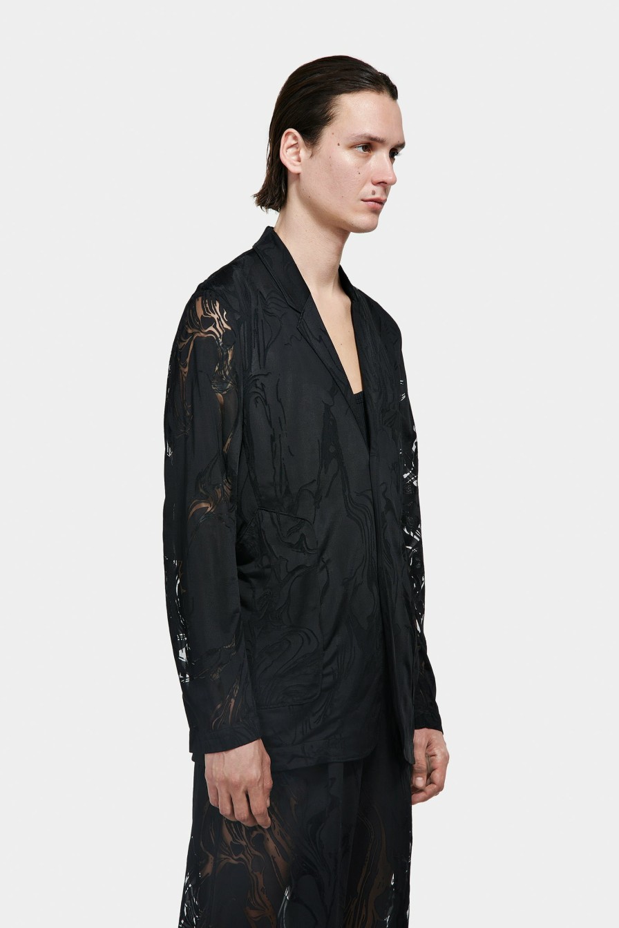 SIGNATURE PIECES|READY TO WEAR Louis Gabriel Nouchi | Flowing Jacket In Marbled Devoured Jersey