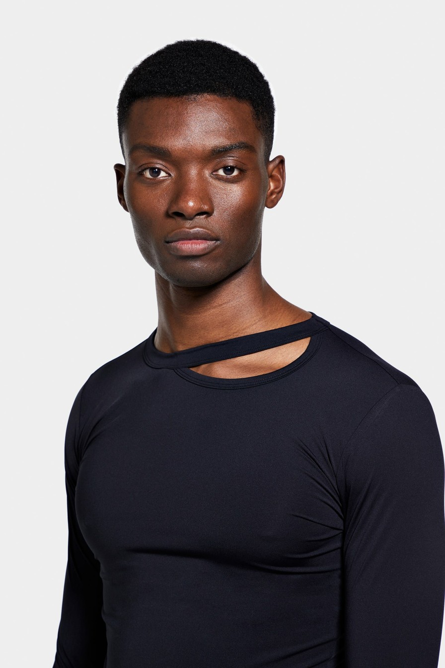 SIGNATURE PIECES|READY TO WEAR Louis Gabriel Nouchi | Long Sleeve T-Shirt With Asymetrical Opening In Recycled Jersey