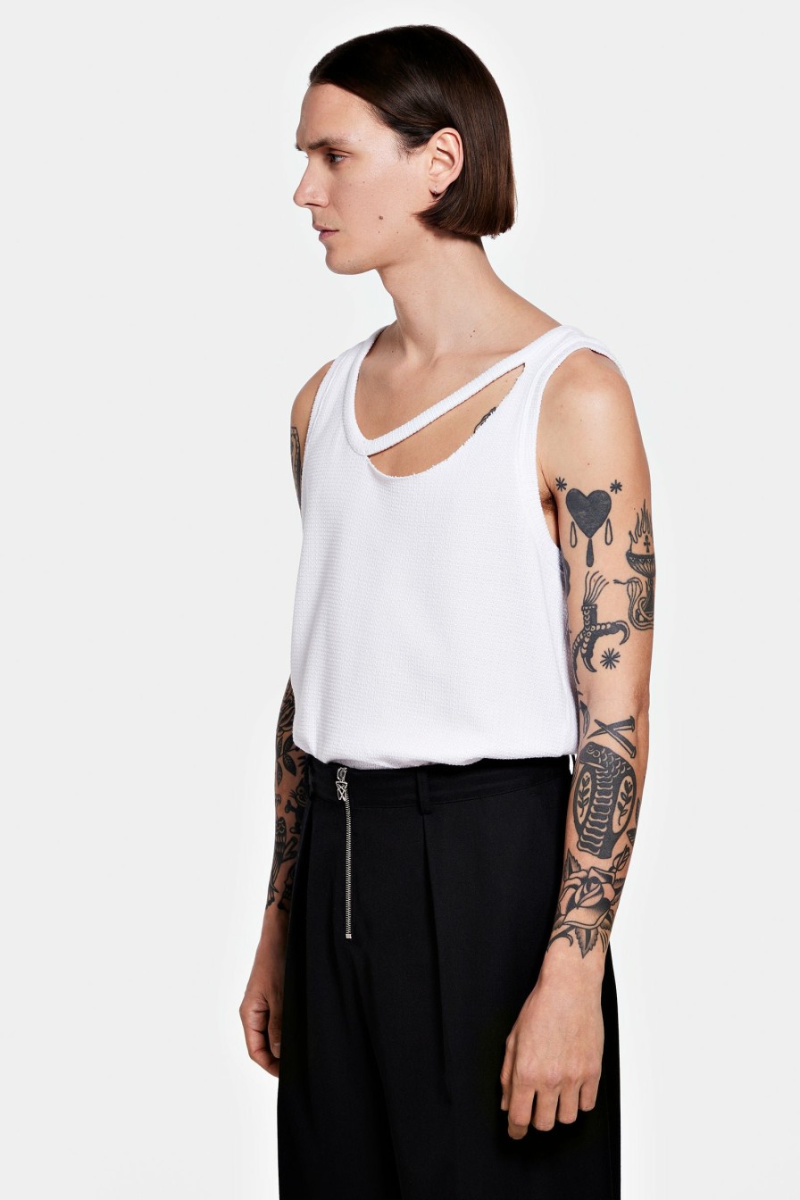 SIGNATURE PIECES|READY TO WEAR Louis Gabriel Nouchi | Textured Tank Top With Asymmetrical Opening