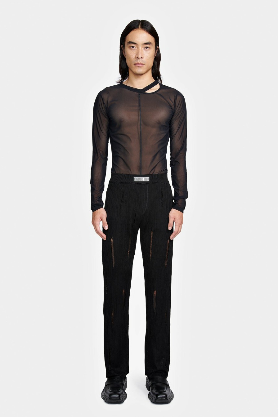 SIGNATURE PIECES|READY TO WEAR Louis Gabriel Nouchi | Flared Pants In Openwork Ribbed Knit