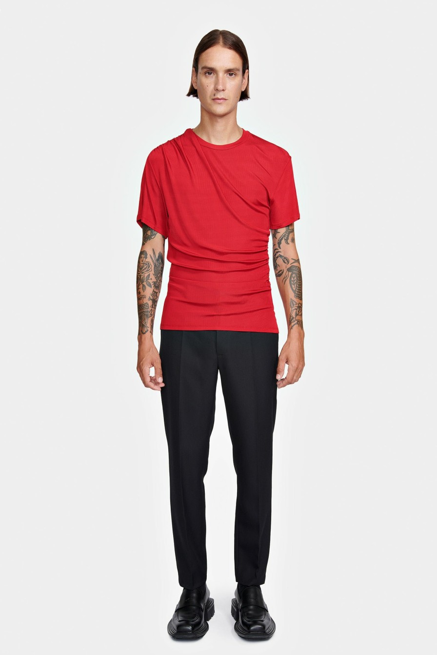 READY TO WEAR Louis Gabriel Nouchi | Flowing Pleated T-Shirt In Ribbed Jersey