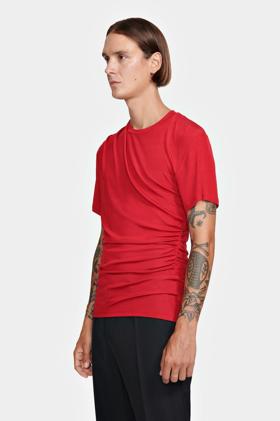 READY TO WEAR Louis Gabriel Nouchi | Flowing Pleated T-Shirt In Ribbed Jersey