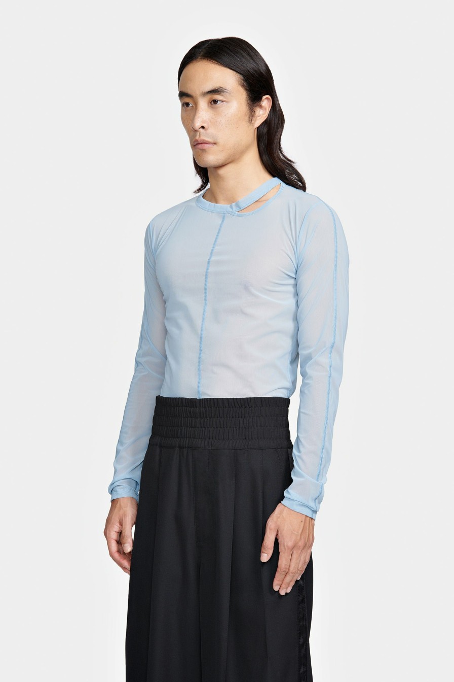 READY TO WEAR Louis Gabriel Nouchi | Long Sleeve T-Shirt With Asymetrical Opening In Tulle